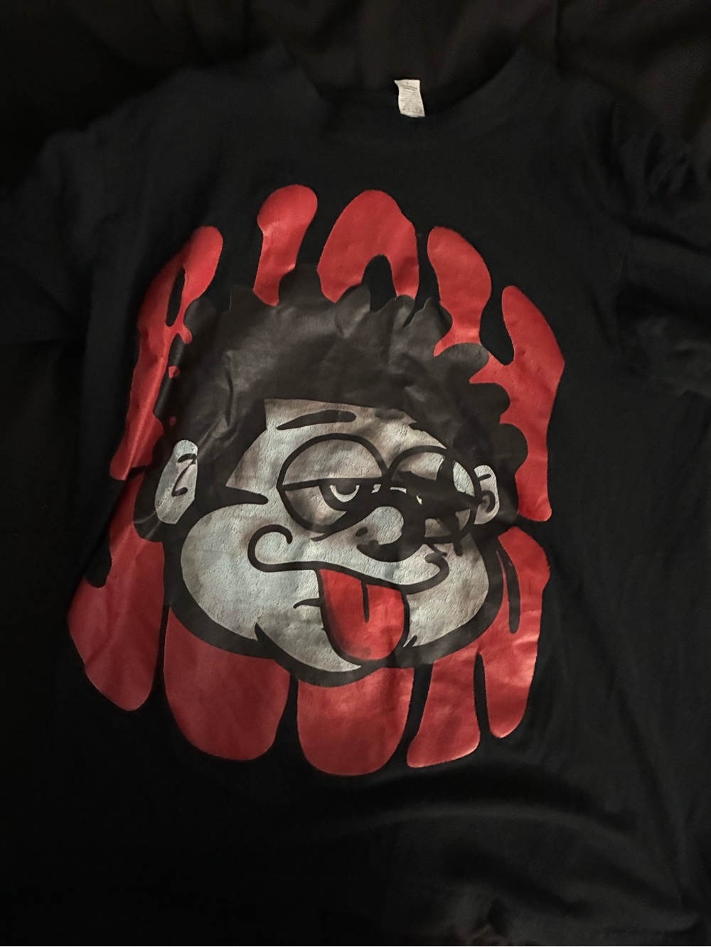 Caribbean Black Short-Sleeve Tee with Red and Silver Cartoon Face